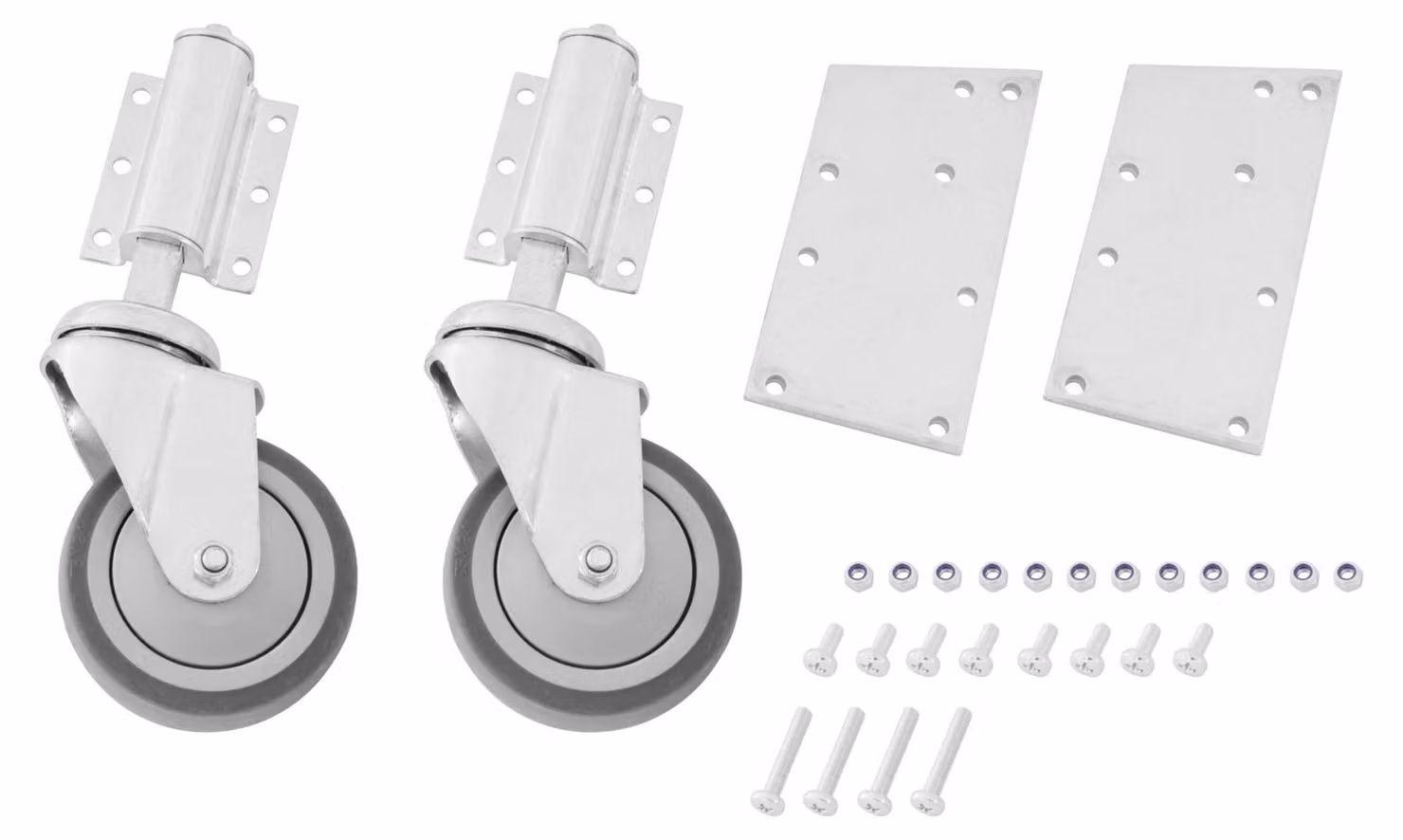Set di rotelle a molla Hymer con bloccaggio automatico per scale a pioli e scale a piattaforma, orientabili sul supporto