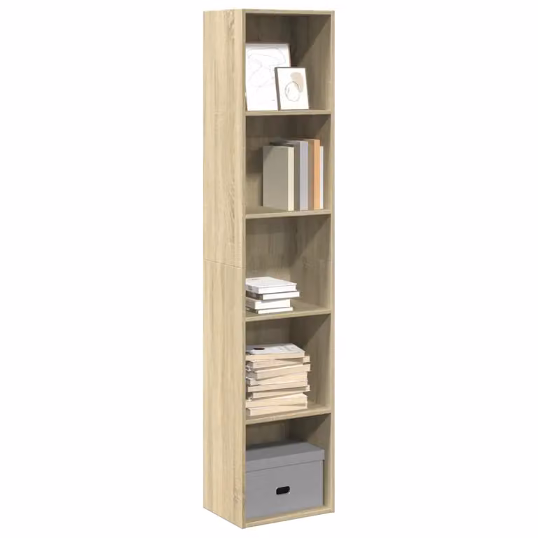 Libreria moderna vidaXL in legno MDF color rovere e beige, da appendere a parete, L 40 cm x P 30 cm x H 189 cm