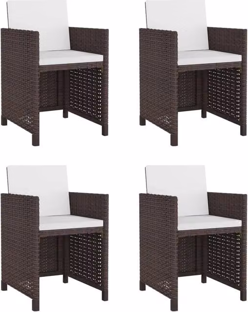 Set da Pranzo da Giardino 5 pz con Cuscini Polyrattan Marrone 43899