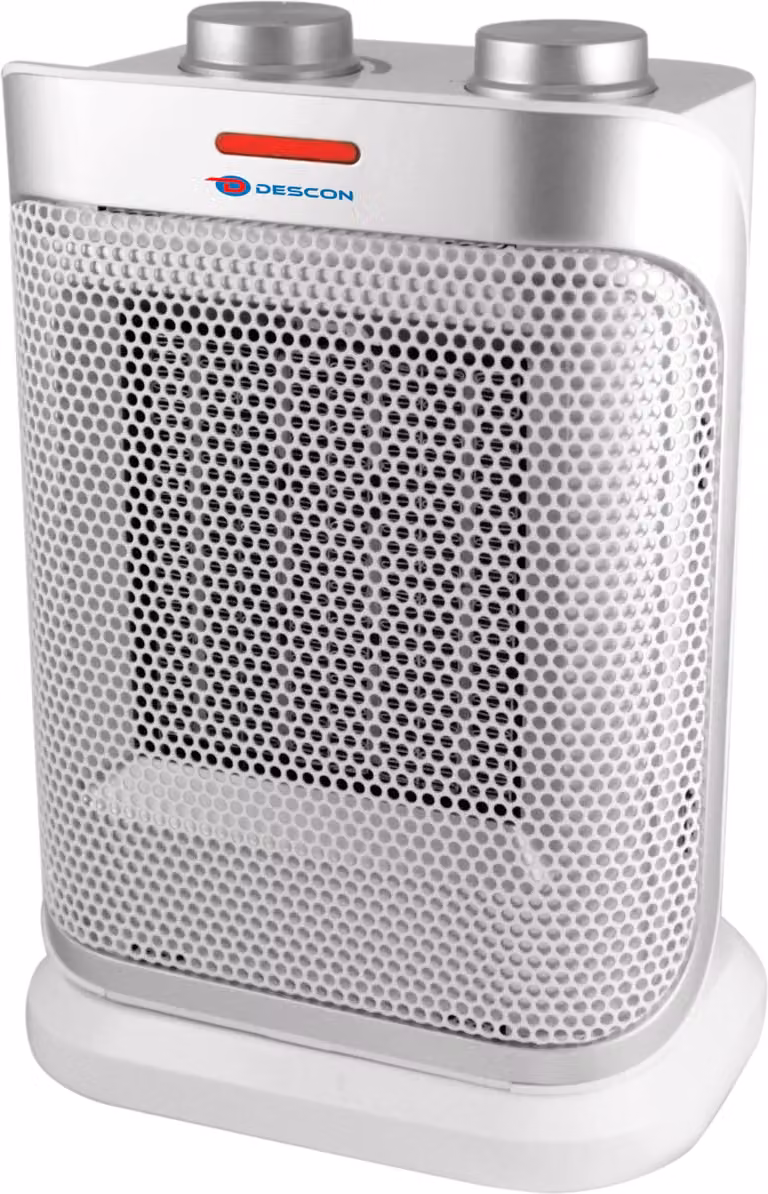 Termoventilatore Oscillante In Vetroceramica Bianco E Argento Descon Da-T184Cs 1500W