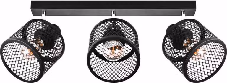 BASKET 3 Lampada da soffitto e da parete Nera - Design industriale, metallo, 3xE27