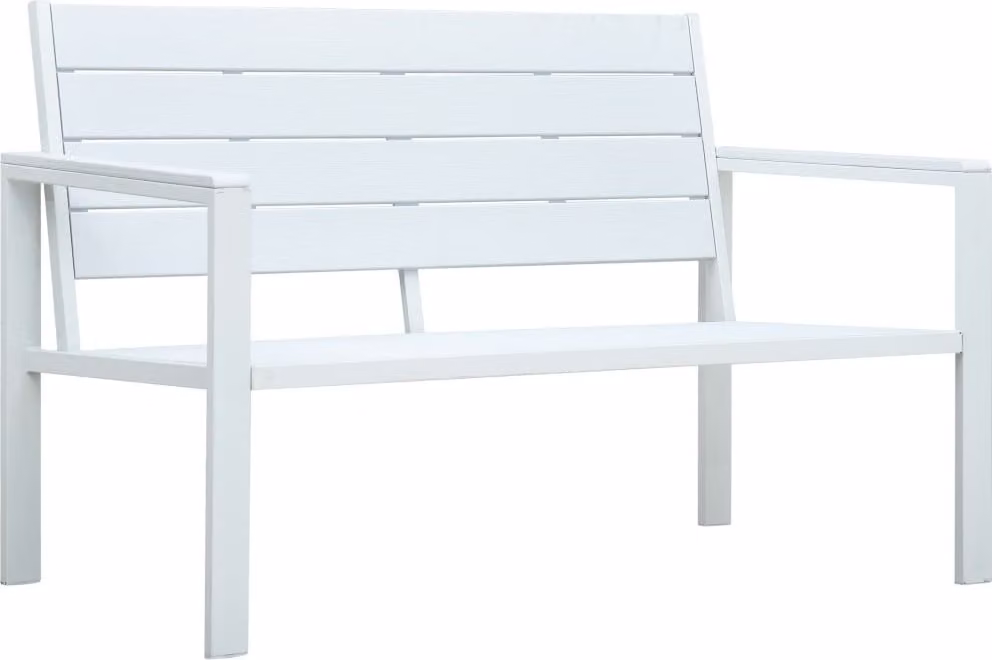 Panca da giardino The Living Store 120 cm HDPE bianco effetto legno