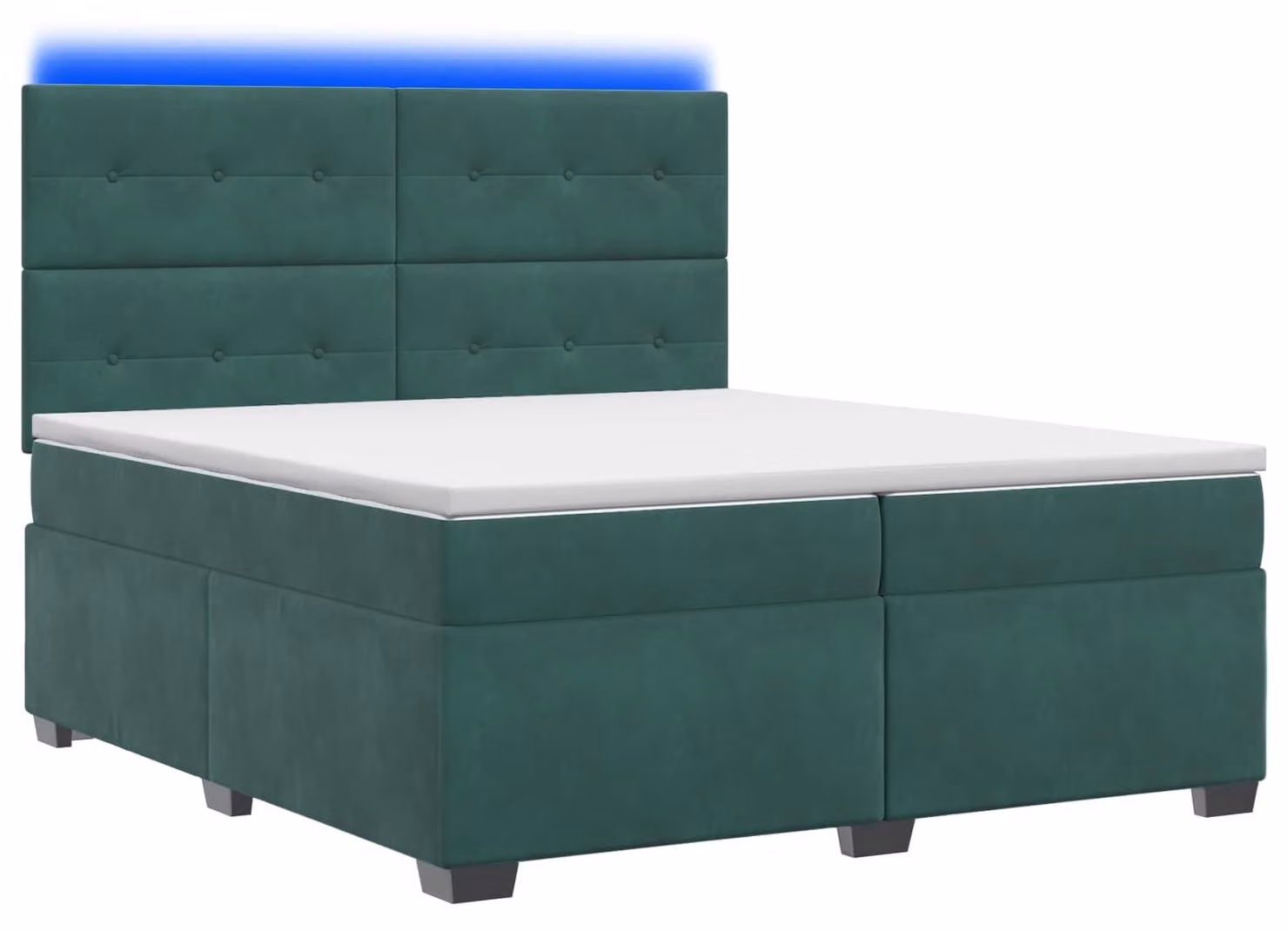 Letto a molle con materasso verde scuro 200 x 200 cm in velluto