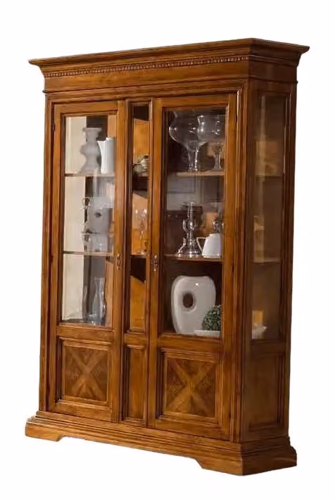 Vetrina a 2 porte in legno con intarsi noce bassano Mobili 2G L: 146 cm, P: 53 cm, H: 213 cm – 2