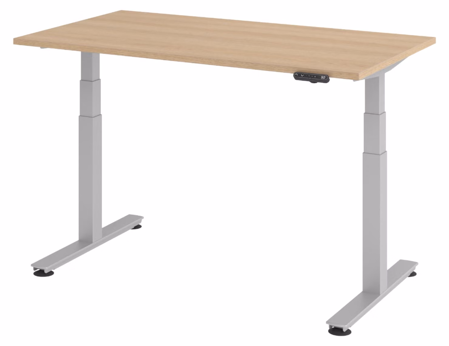 Scrivania elettrica bümö modello XDSM - Struttura: argento, finitura: noce, dimensioni: 140 x 80 cm