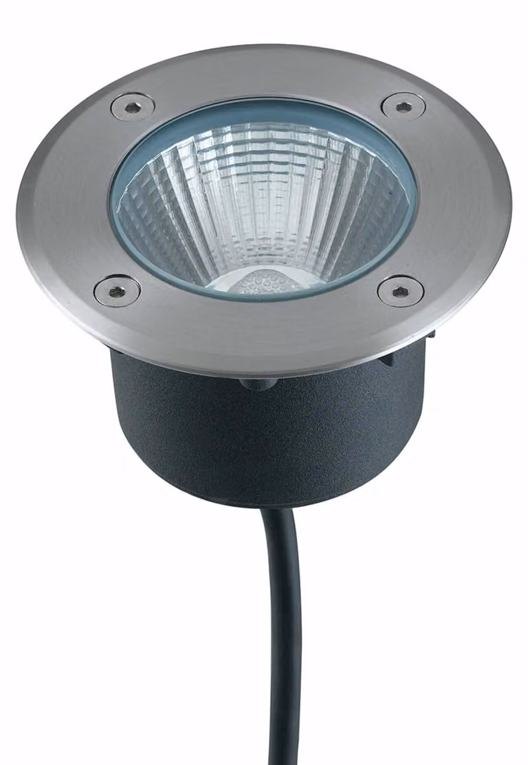 Lampada da incasso LED WALK 8W rotonda in acciaio inox a luce calda 10 cm.