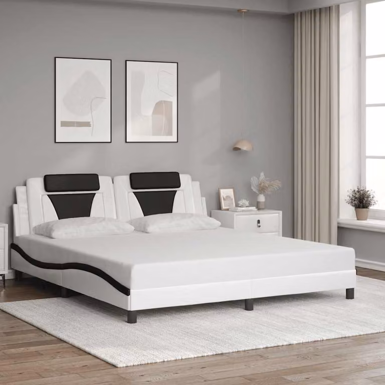 vidaXL Giroletto Viana in Similpelle Bianco e Nero, L/P/H: 180 x 200 x 185 cm
