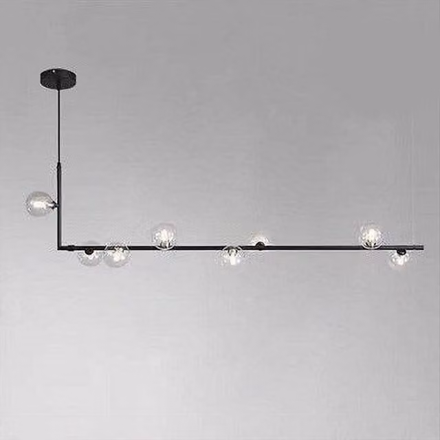 Lampadario a sospensione Trade Shop con 8 sfere in vetro trasparente e metallo nero, design moderno, per G9