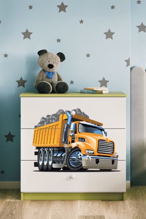 Cassettiera per bambini camion nel colore verde Babydreams