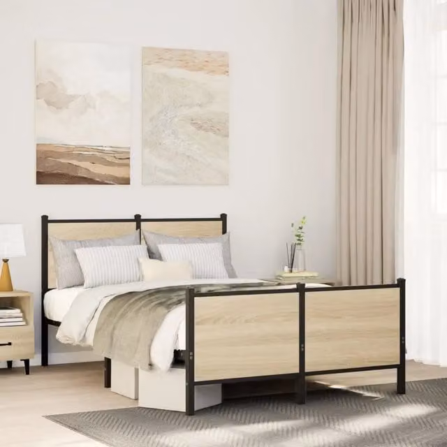 Struttura Letto Design Mania in Metallo e Rovere Sonoma, L 120 x P 200 cm – 1