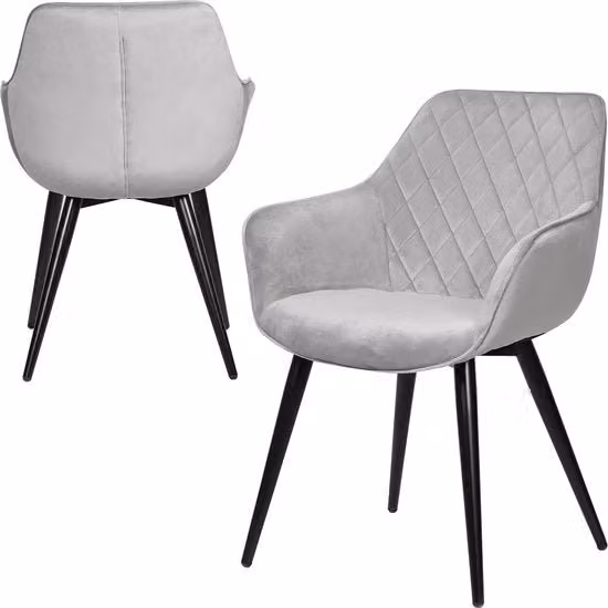 Sedia di lusso - Sedia da ufficio - Divano - Sedia - Sedia da salotto di lusso - Sedia lounge - Velluto - Grigio chiaro
