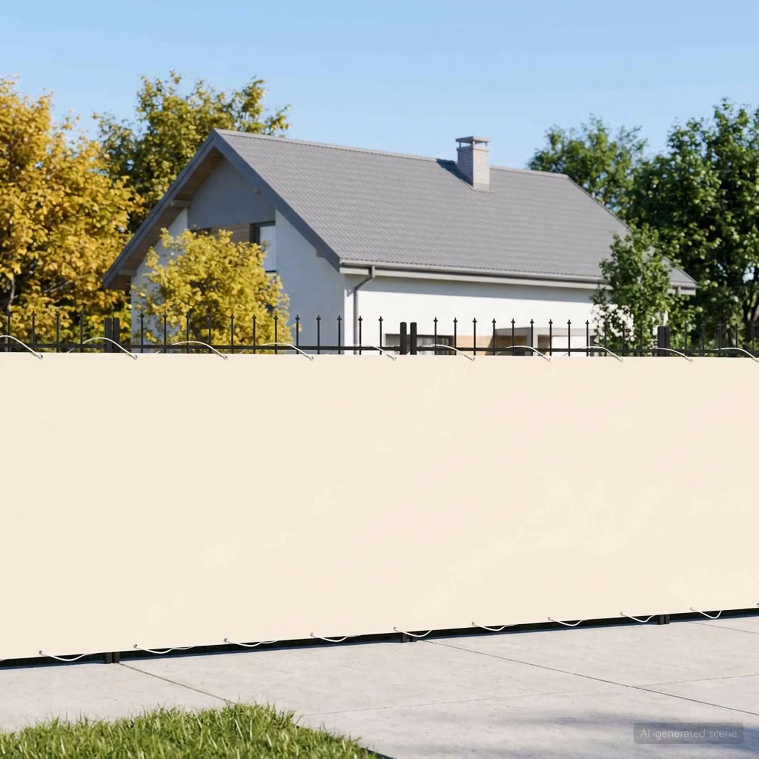 Schermo di privacy per balcone vidaXL in poliestere e alluminio, beige, H: 1,8 m x L: 15 m