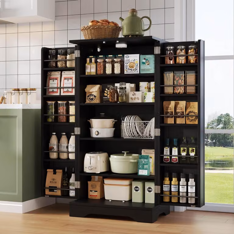 Mobiletti da cucina 120x60x40 cm con illuminazione a LED attivata da sensore, 2 ante, colore nero