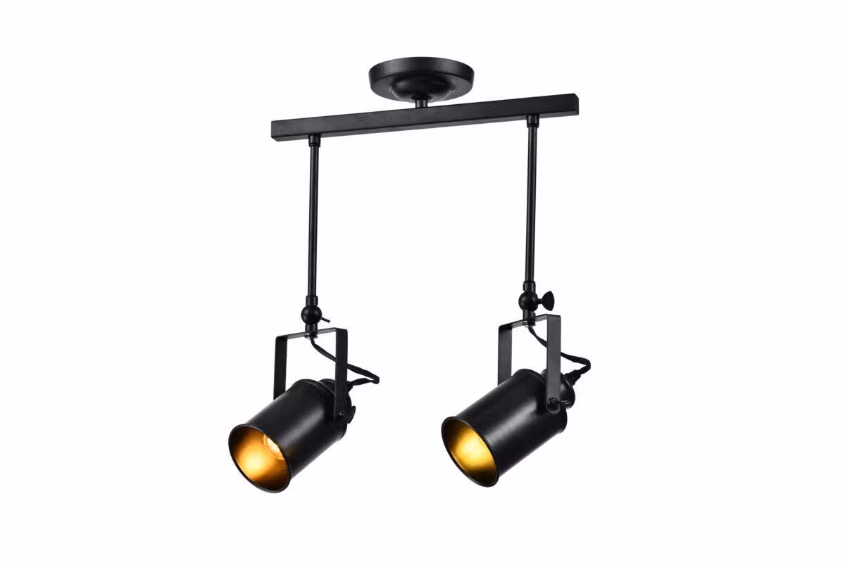 GTV - Lampada da soffitto DEMIR 2,3994, AC220-240V, 50/60Hz, 2*E27, IP20, doppia, nera