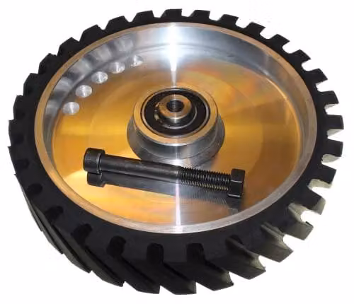 Ruota di gomma di contatto per levigatrice a nastro, dimensioni 300 x 50 mm, pronta per il montaggio