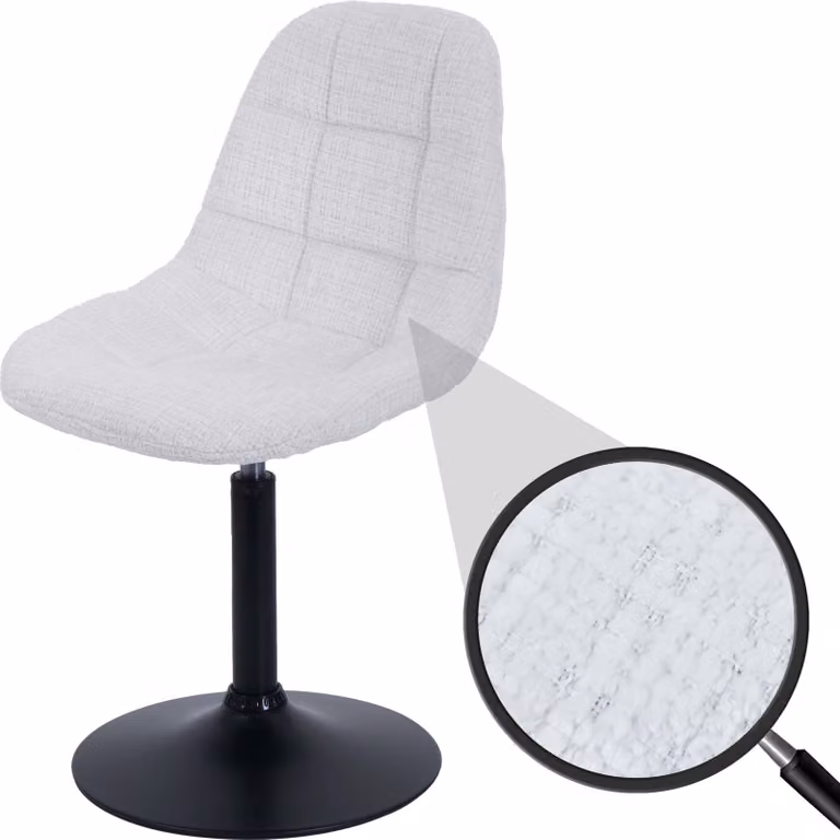 Sedia da sala da pranzo MCW-A60, sedia da cucina, sedia girevole, acciaio MVG, tessuto/ciniglia (465 g/m²) ~ color crema