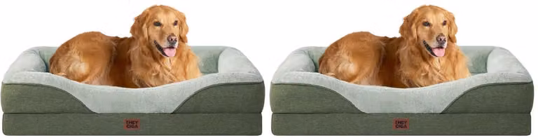 Cuccia ortopedica per cani con 4 bordi, 106,5 x 76 cm, verde (confezione da 2)