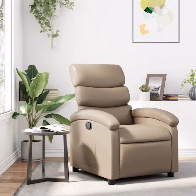 Divano Sedia-Poltrona Reclinabile Cappuccino in Similpelle 842567