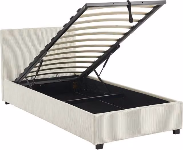 Letto Sweeek con rete a sollevamento e testata pieghevole in velluto a coste, L/P: 90 x 190 cm