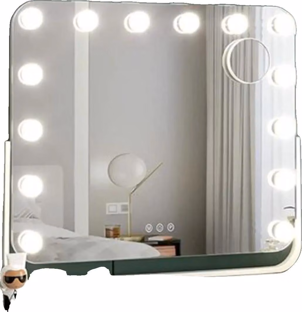 Specchio per il trucco, 14 luci LED, specchio d'ingrandimento 10x, rotazione a 360 gradi