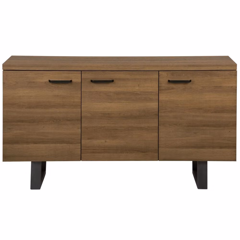 Madia credenza industriale BELIANI con 3 ante in legno scuro e base in metallo grigio L: 140 cm, H: 79 cm, P: 42 cm – 2