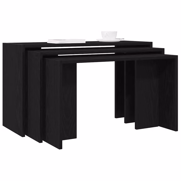 Set di 3 tavolini impilabili vidaXL in legno multistrato e MDF neri per soggiorno