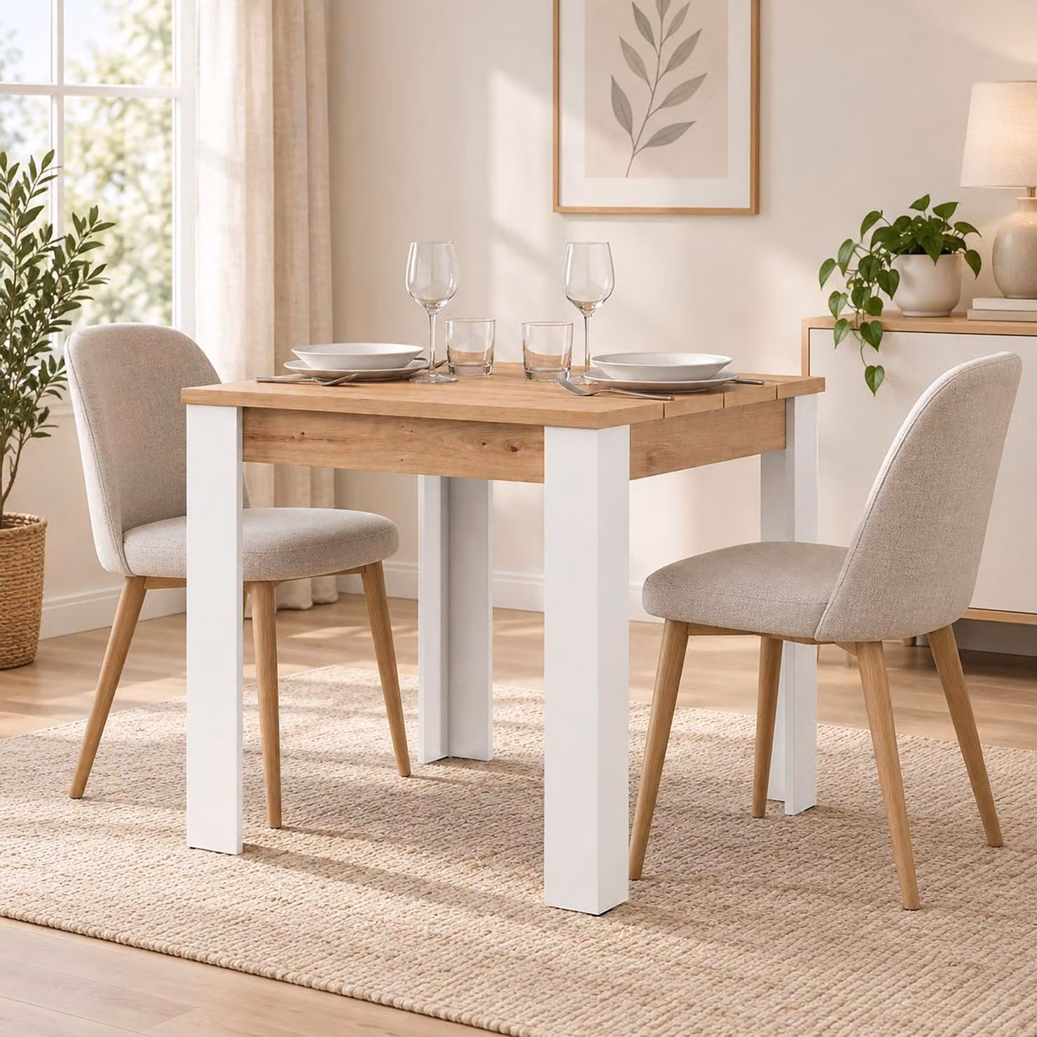Trosa - Tavolo Fisso, 80x80x76h cm Marrone Rovere Nodi, 4 Posti