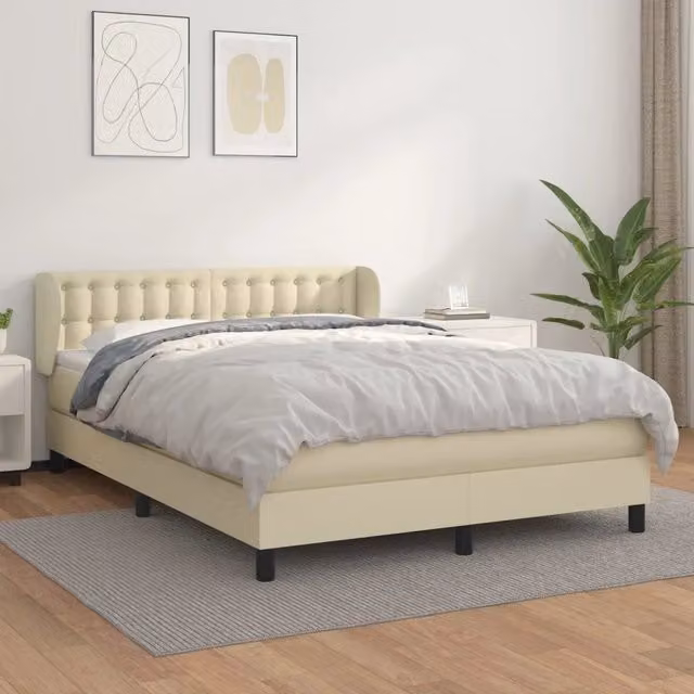 Giroletto a Molle con Materasso Crema 140x200 cm in Similpelle 3127315