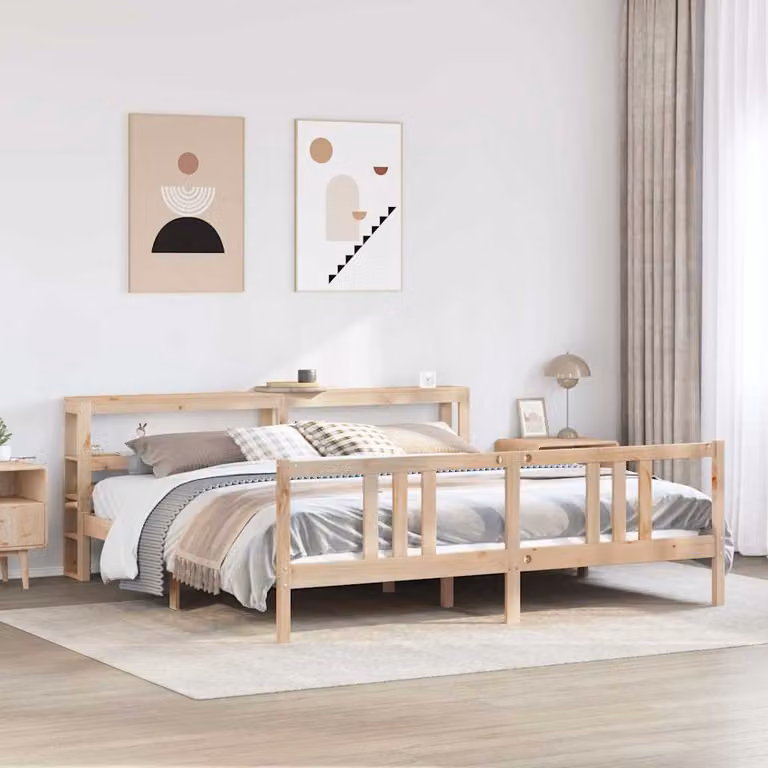 Giroletto con Testiera vidaXL in Legno Massello di Pino Marrone 200x200 cm