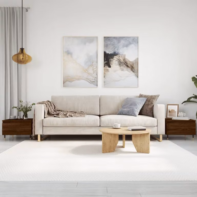 Set di 2 tavolini da salotto vidaXL in legno multistrato e metallo, colore rovere marrone, L 50 cm x P 46 cm x H 35 cm