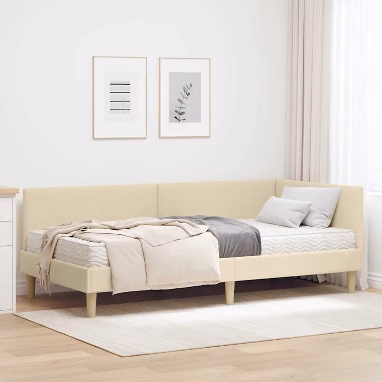 Letto angolare vidaXL con 2 materassi in tessuto beige L 90 x P 200 cm