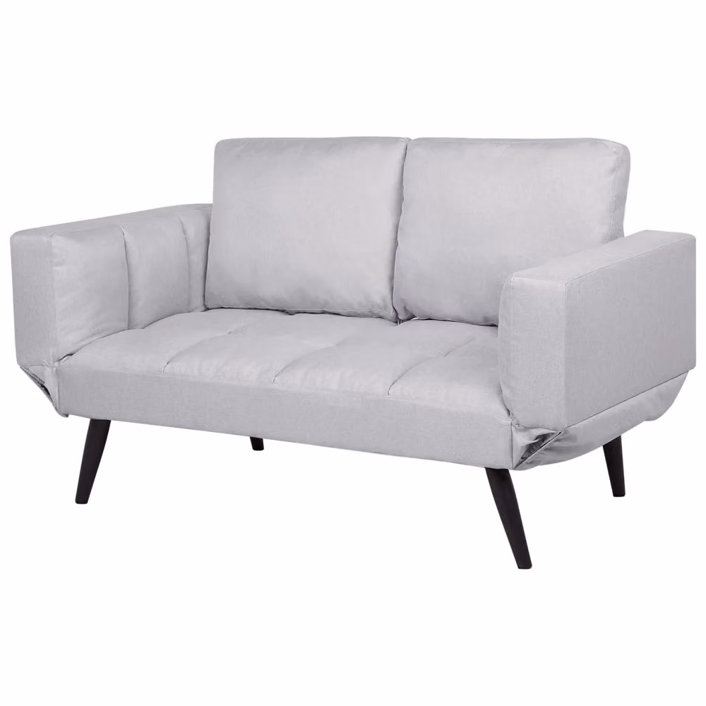 Divano Letto Click Clack Beliani Bianco con Braccioli Regolabili e Rivestimento in Tessuto Removibile – 2