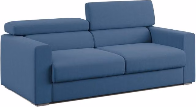 Divano Dylan Divani.Store con pouf estraibile e funzione letto, colore blu, larghezza: 188 cm – 1