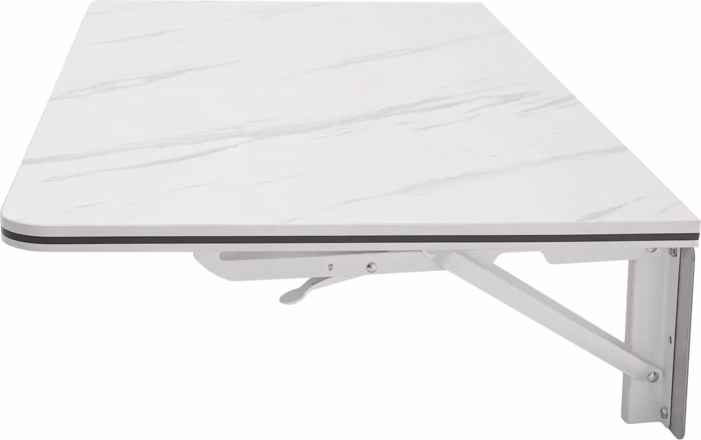 Tavolo da parete pieghevole - Tavolo da parete pieghevole - 80×40 cm - Portata 30 kg - Piano da 16 mm - MDF e metallo - Resistente alla ruggine - Bianco