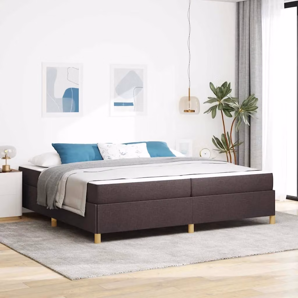 Struttura del letto vidaXL in tessuto marrone con legno, L 200 cm x P 200 cm x H 280 cm – 1