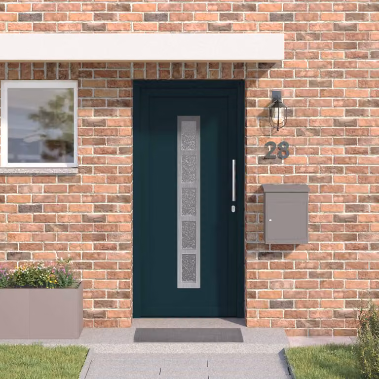 Porta Frontale Moderna vidaXL in PVC e Vetro, Colore Antracite, L: 88 cm, H: 200 cm