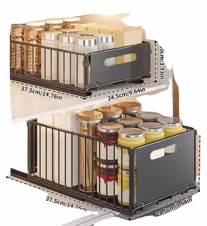 Scaffali portaoggetti, design pieghevole, sistema di stoccaggio a due livelli, disponibili in diverse dimensioni