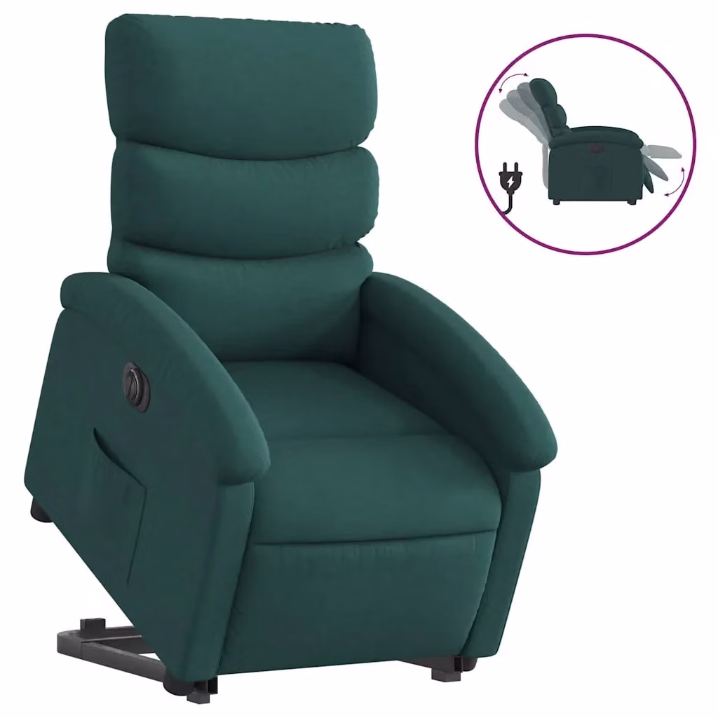 Poltrona Alzapersona Reclinabile Elettrica vidaXL Verde con Braccioli e Rivestimento in Tessuto – 2