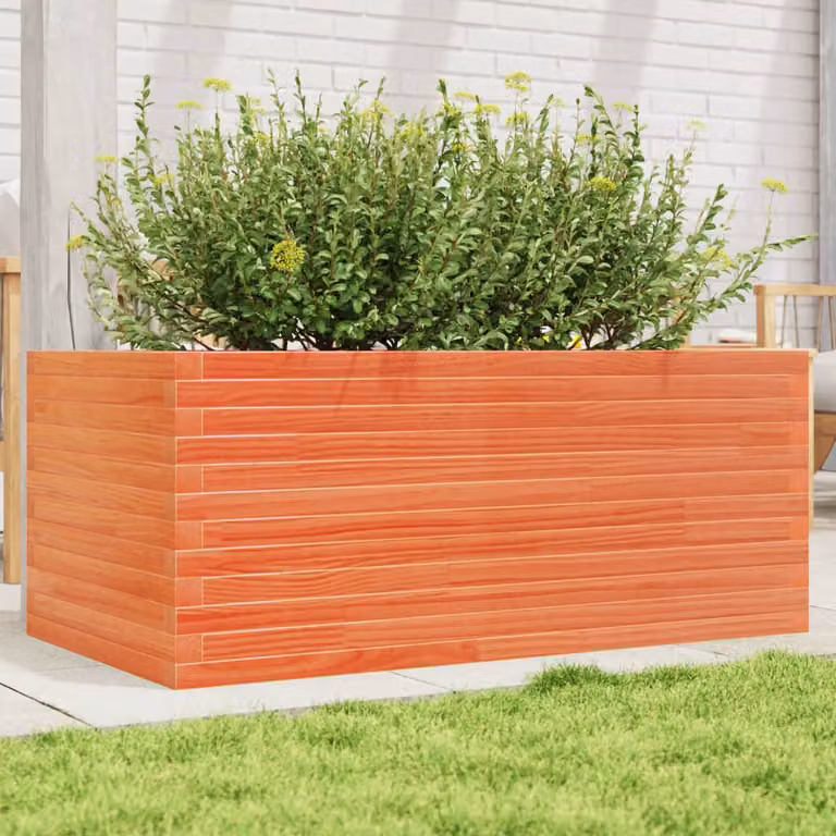 Fioriera da giardino vidaXL in legno massello marrone L: 110 cm, P: 60 cm, H: 46 cm