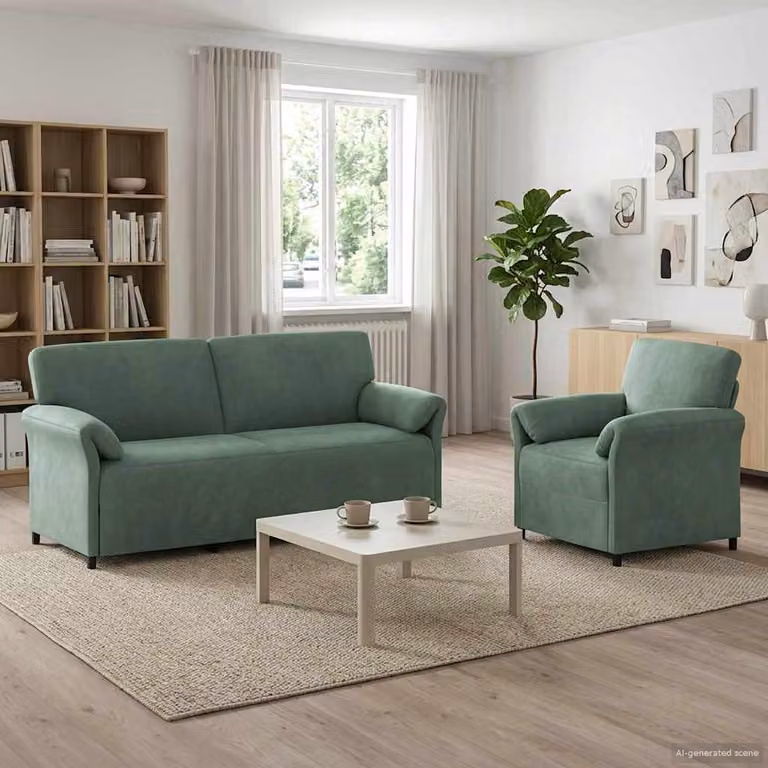 Set di 2 divani moderni vidaXL in velluto verde con struttura in metallo per il tuo soggiorno