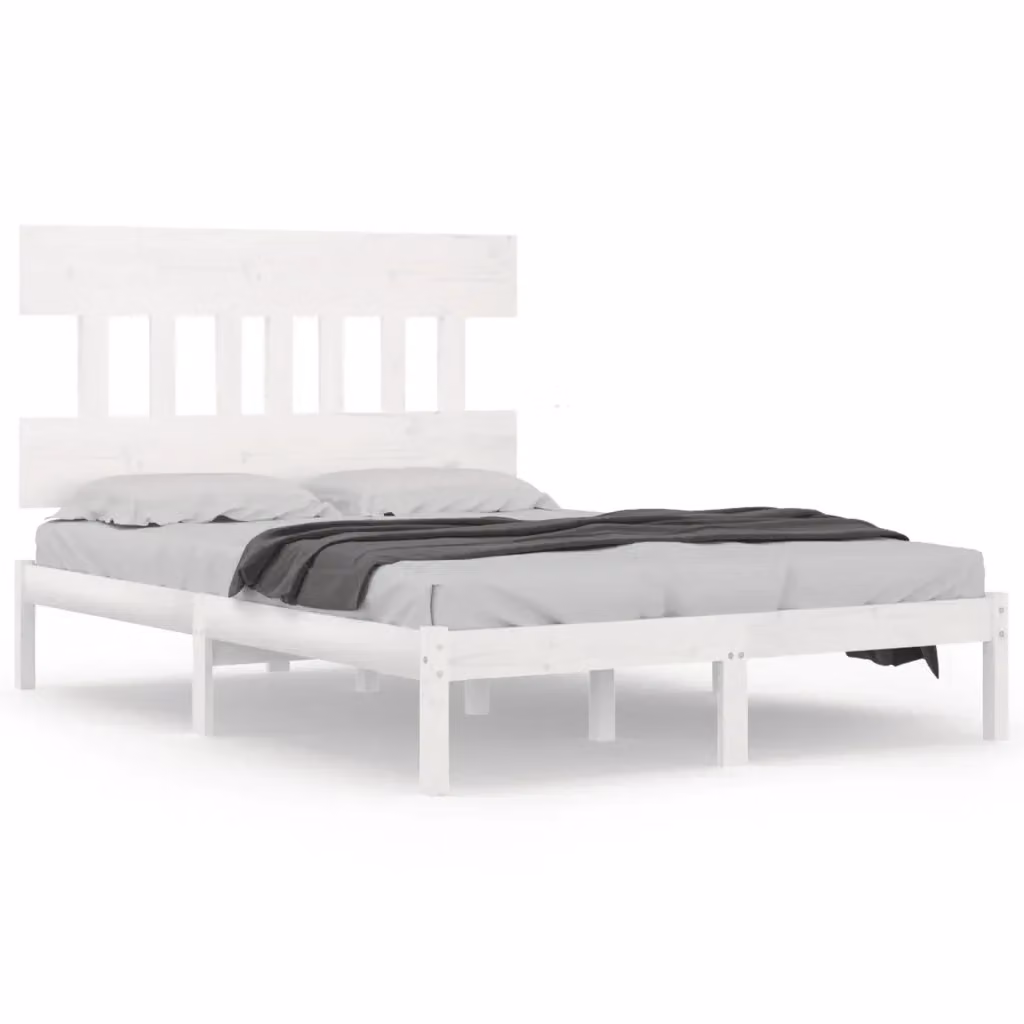 Giroletto vidaXL in legno massello di pino bianco laccato per adulti 200 x 200 cm – 2