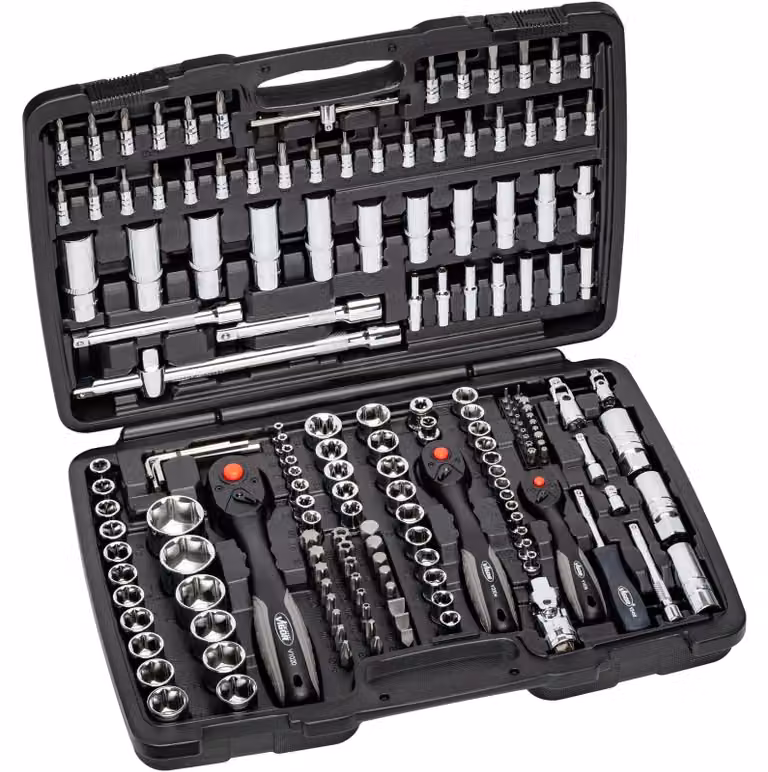 Set di chiavi a bussola - 172 pezzi - Attacco 6,3, 8, 10 e 12,5 mm - Lucido