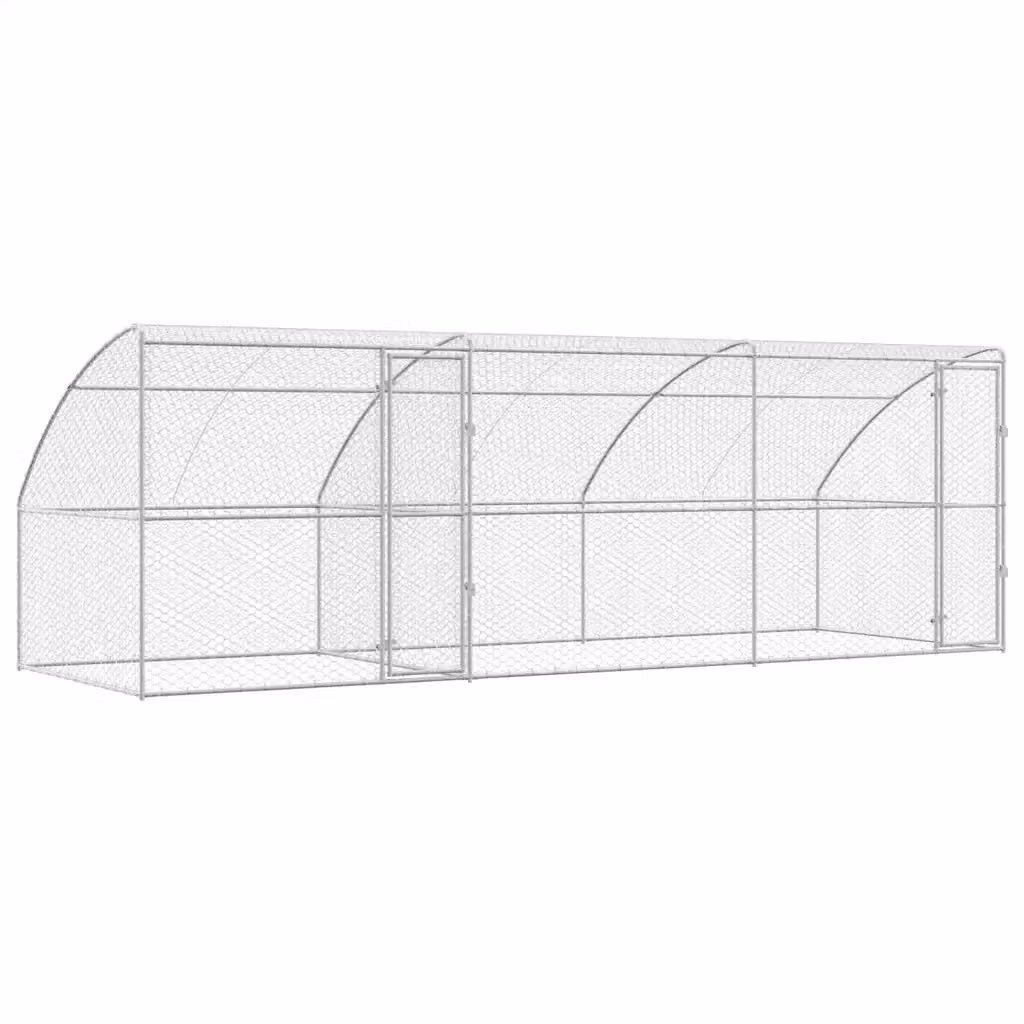 Cuccia per cani vidaXL in acciaio zincato argento, resistente alle intemperie, L: 6 m, P: 2 m, H: 2 m – 2