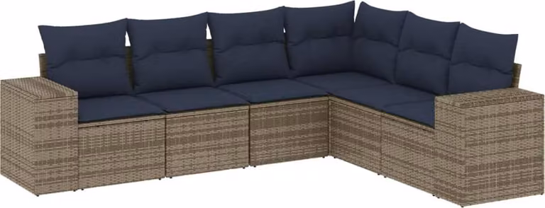 Set Divani da Giardino 6 pz con Cuscini Grigio in Polyrattan