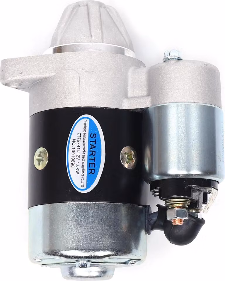 Motorino di avviamento per generatore diesel raffreddato ad aria - 12 V 1 kW - 8 denti - Per motore monocilindrico - Bianco