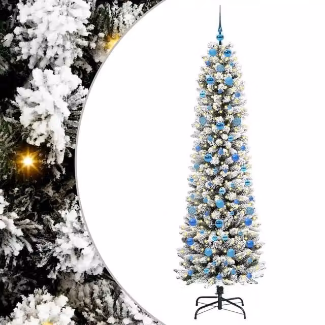 Albero di Natale artificiale moderno verde con 300 LED bianco caldo, Altezza: 210 cm