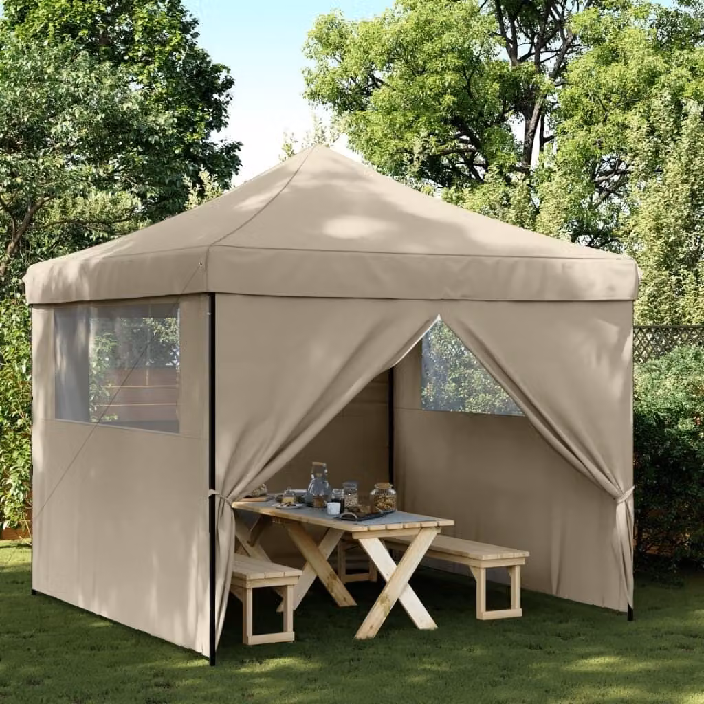 Maison Exclusive - Tenda da festa pieghevole pop-up con 4 pannelli laterali, color taupe