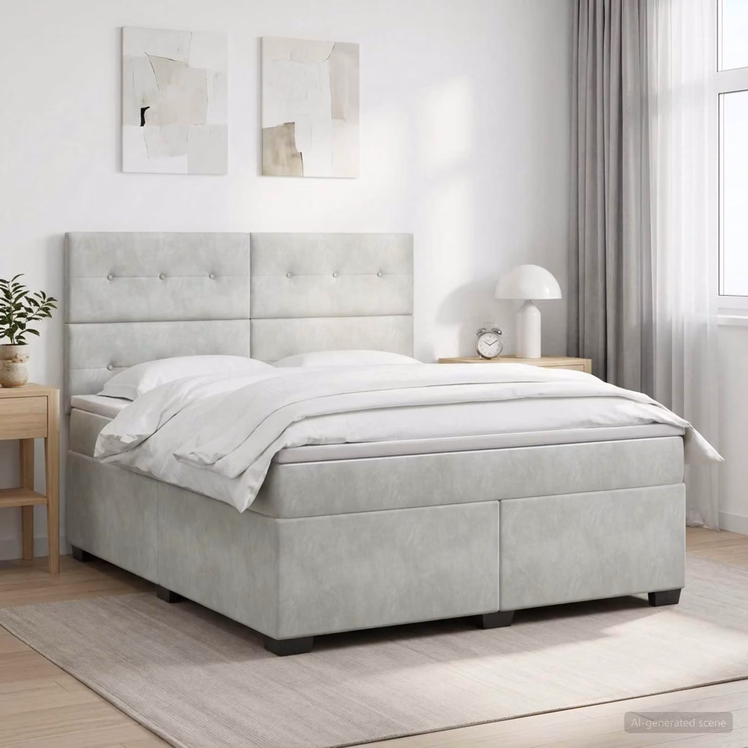 Maison Exclusive - Letto boxspring con materasso Grigio chiaro 140 x 200 cm Velluto