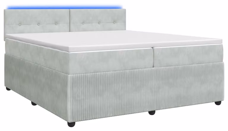 Letto a molle con materasso grigio chiaro 200 x 200 cm in velluto