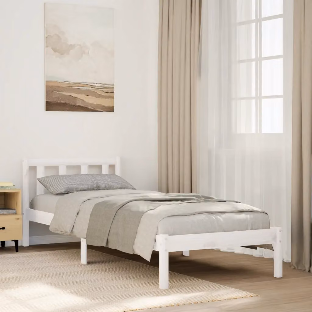 Letto extra lungo vidaXL in pino bianco con doghe fisse L/P: 100 x 220 cm